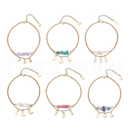 304 Stainless Steel Charm Anklets AJEW-AN00510-1