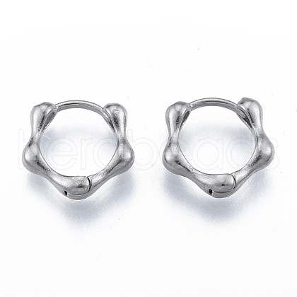 Non-Tarnish 316 Surgical Stainless Steel Bamboo Stick Hoop Earrings for Men Women EJEW-N052-06-1