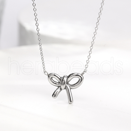 Non-Tarnish Stainless Steel Bowknot Pendant Necklaces for Women LX5472-2-1