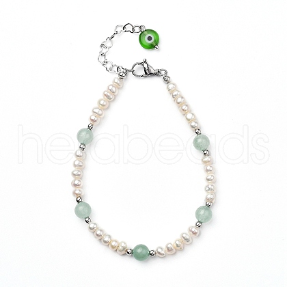 Natural Amazonite Beaded Bracelets BJEW-JB05313-02-1