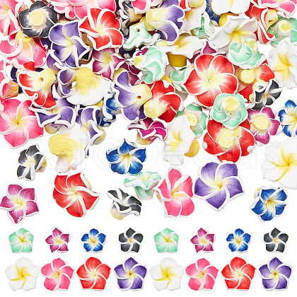 ARRICRAFT 80Pcs 8 Styles Handmade Polymer Clay 3D Flower Plumeria Beads CLAY-AR0001-32-1