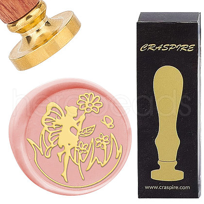 Brass Wax Seal Stamps with Wood Handle AJEW-WH0412-0160-1