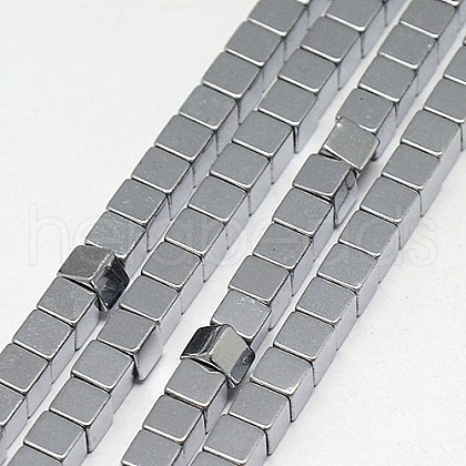 Electroplate Non-magnetic Synthetic Hematite Beads Strands G-J170A-3x3mm-01-1