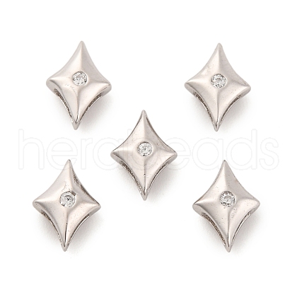 925 Sterling Silver Micro Pave Clear Cubic Zirconia Slide Charms STER-P061-02A-P-1