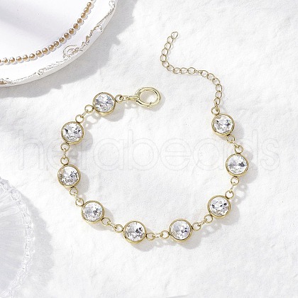 304 Stainless Steel Glass Link Bracelets for Women BJEW-JB11888-02-1