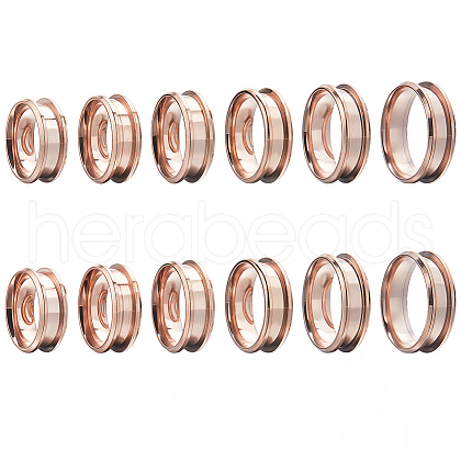 SUNNYCLUE 12Pcs 6 Size 304 Stainless Steel Grooved Finger Ring Settings RJEW-SC0001-04-1