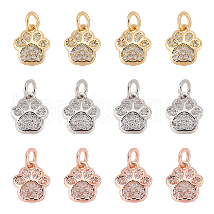 SUPERFINDINGS 12Pcs 3 Colors Brass Micro Pave Cubic Zirconia Charms ZIRC-FH0001-37-1