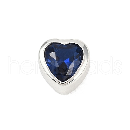 925 Sterling Silver Cubic Zirconia Heart Beads STER-F060-03S-02-1