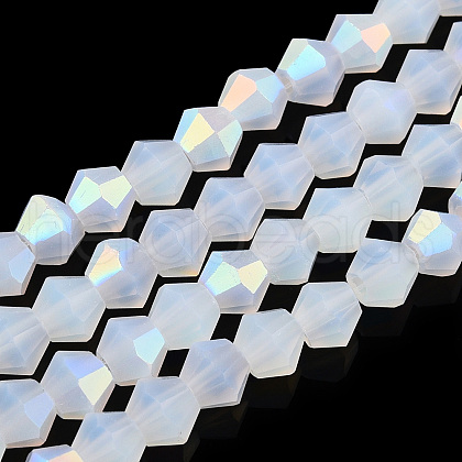 Imitation Jade Bicone Frosted Glass Bead Strands EGLA-A039-J4mm-MB05-1