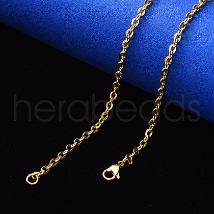 PVD Vacuum Plating 304 Stainless Steel Cable Chain Necklace NJEW-S420-004G-1