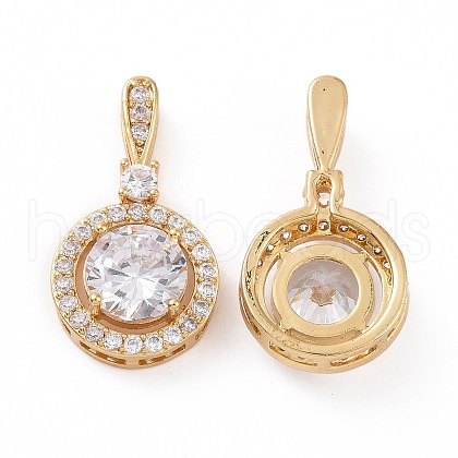 Brass Micro Pave Cubic Zirconia Pendants KK-E068-VC445-1