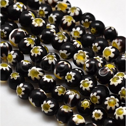 Round Millefiori Glass Beads Strands LK-P002-08-1