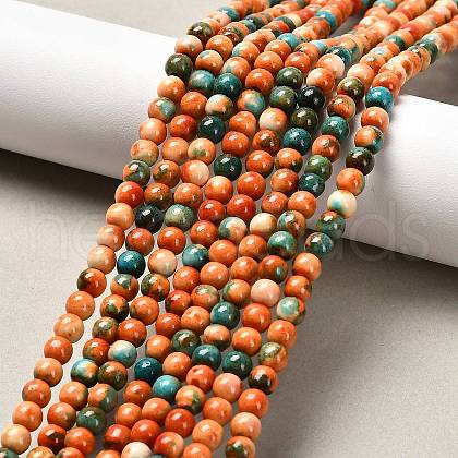 Synthetic Ocean White Jade Round Bead Strands X-G-M165-4mm-04-1
