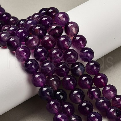 Dyed Natural Agate Beads Strands G-G203-10B-10mm-1