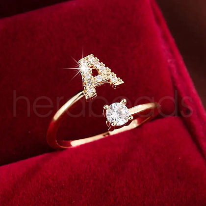 Brass Micro Pave Cubic Zirconia Cuff Rings WG75066-01-1
