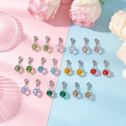 20Pcs 10 Colors Round Glass Pendants Decorations HJEW-JM03406-02-1