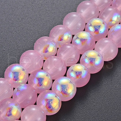 Spray Painted Glass Beads Strands X-GGLA-S058-001C-01-1