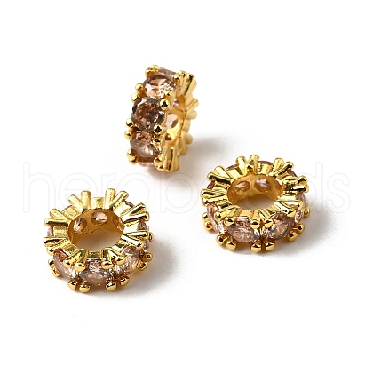 Large Hole Ring Brass Micro Pave Cubic Zirconia Spacer Beads ZIRC-L041-18H-1