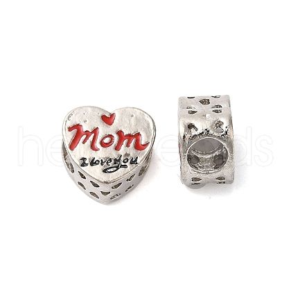 Mother's Day Rack Plating Alloy Enamel European Beads PALLOY-S189-53P-1