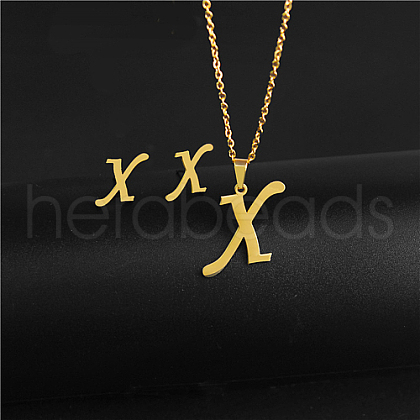 Golden Stainless Steel Initial Letter Jewelry Set IT6493-13-1