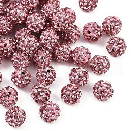 Polymer Clay Rhinestone Beads RB-H284-6MM-Half-223-1