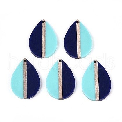 Opaque Resin & Wood Pendants RESI-T057-68A-1