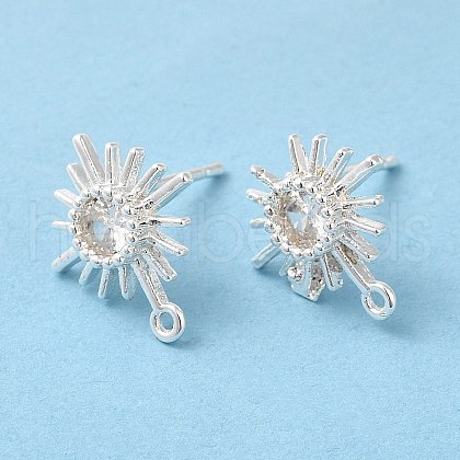Brass Pave Clear Cubic Zirconia Stud Earrings Finding FIND-XCP0002-36S-1