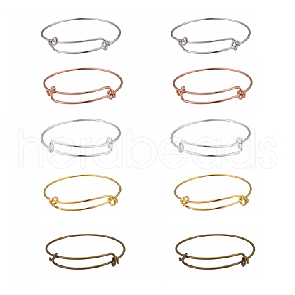 10Pcs 5 Color Adjustable Brass Expandable Bangle Making BJEW-LS0001-02-1