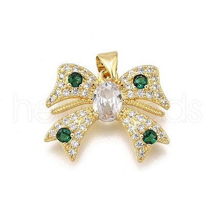 Brass Micro Pave Cubic Zirconia Pendants KK-K401-19G-01-1