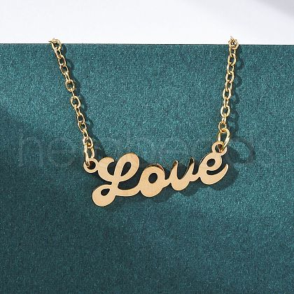 201 Stainless Steel Pendant Necklace for Women NJEW-F335-02G-06-1