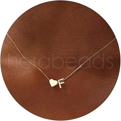 Simple Style Adjustable 316L Surgical Stainless Steel Heart and Initial Pendant Necklaces for Women WG95AEF-06-1