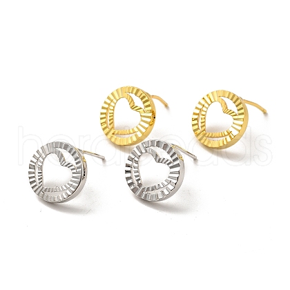 Rack Plating Brass Hollow Out Heart Stud Earrings for Women EJEW-F288-19-1