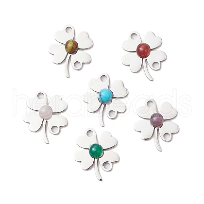 Clover Connector Charms PALLOY-JF03507-1