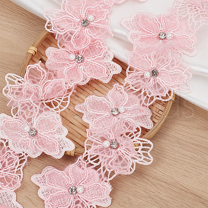 Double Layer Polyester Flower Lace Ribbons DIY-WH0656-60B-1