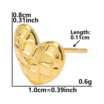 Stylish Heart Shaped 304 Stainless Steel Stud Earrings for Women BS5340-4-1