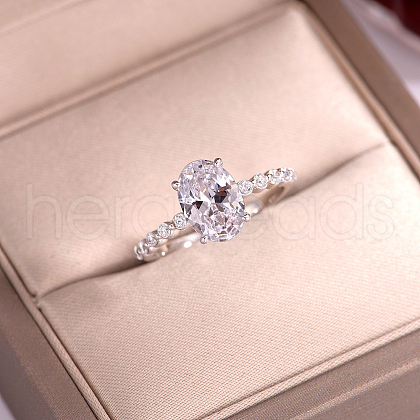 925 Sterling Silver Micro Pave Cubic Zirconia Finger Rings for Women KK5003-3-1