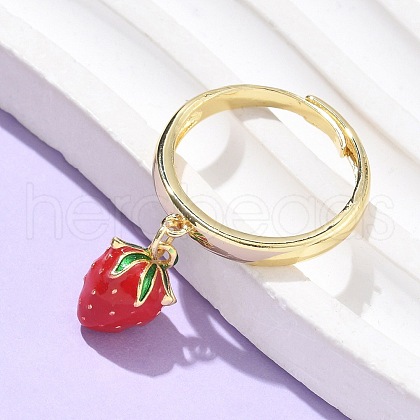 Brass with Enamel Finger Rings RJEW-Q019-02B-G-1