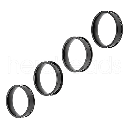 4Pcs 4 Styles Stainless Steel Grooved Finger Ring Settings STAS-LP0001-43EB-03-1