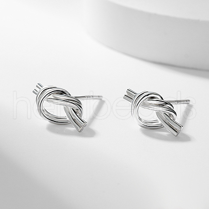 S925 Sterling Silver Knot Stud Earrings MU4772-1