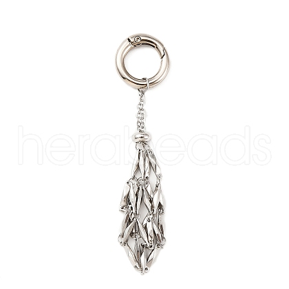 304 Stainless Steel Macrame Pouch Empty Stone Holder Pendant Decoration HJEW-JM01184-02-1