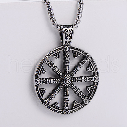 Viking Compass Punk Street Style Stainless Steel Pendant Necklaces for Men JN8027-1