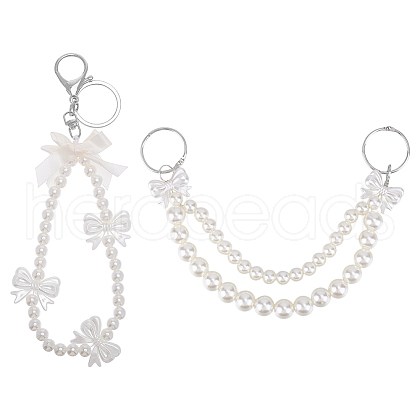 Beebeecraft 2Pcs 2 Styles ABS Plastic Pearl Pendant Decorations AJEW-BBC0002-34-1