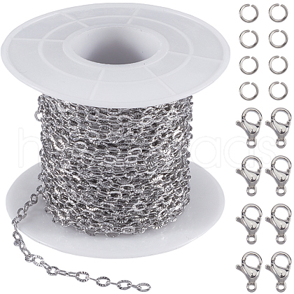 SUNNYCLUE 10M 304 Stainless Steel Textured Cable Chains FIND-SC0012-51P-1