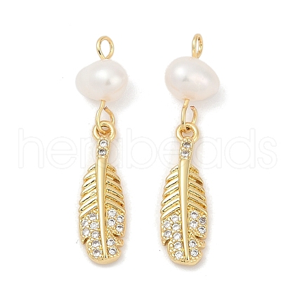 Natural Cultured Freshwater Pearl & Brass Pendants KK-U062-09G-1