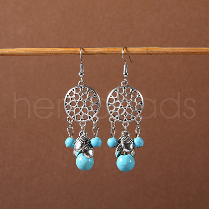 Bohemian tassel turquoise earrings JU8957-19-1