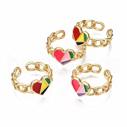 Brass Enamel Cuff Rings RJEW-N035-003-NF-1