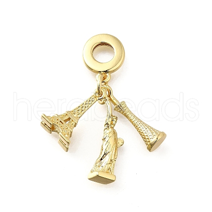 Brass Eiffel Tower The Statue of Liberty European Dangle Charms KK-Q066-03G-1