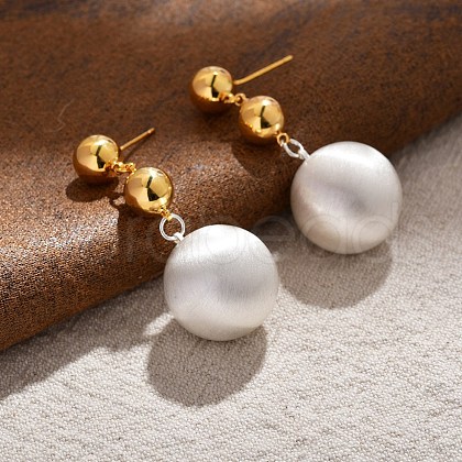 Round Brass Dangle Stud Earrings for Women EJEW-U055-24GS-1