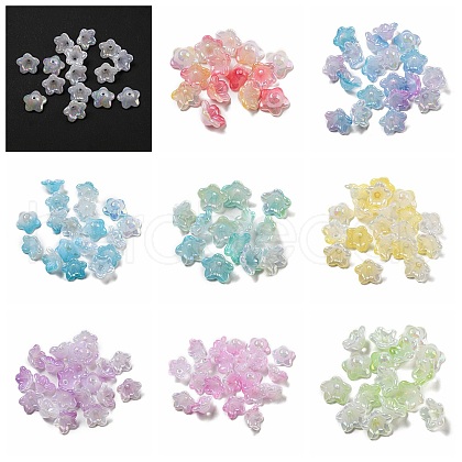 Iridescent Acrylic Bead Caps OACR-C021-08-1
