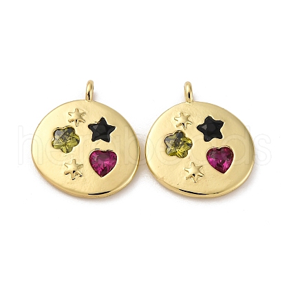 Brass Micro Pave Cubic Zirconia Pendants KK-P308-31G-1